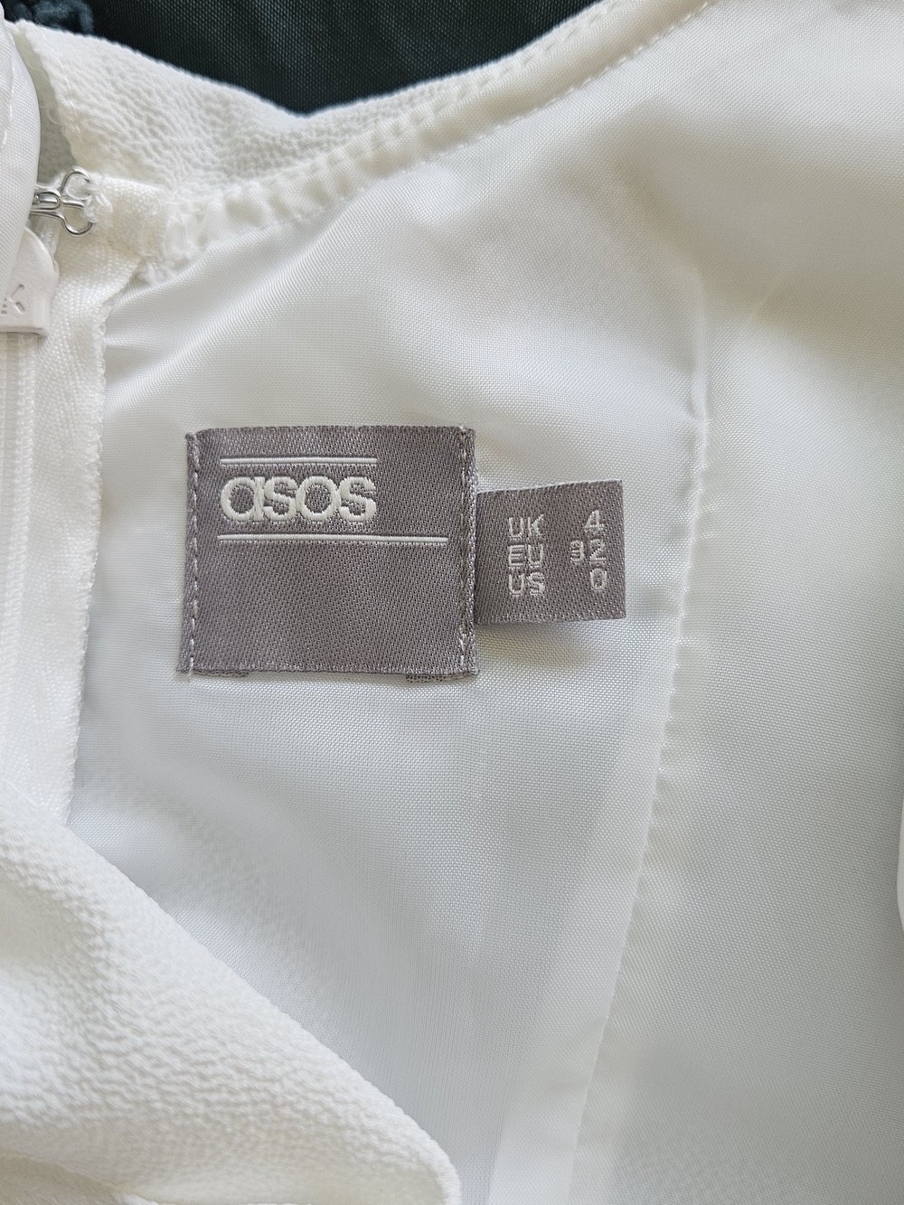 ASOS White Textured Dress with V-Neck Ruffle - Picture 3 of 4